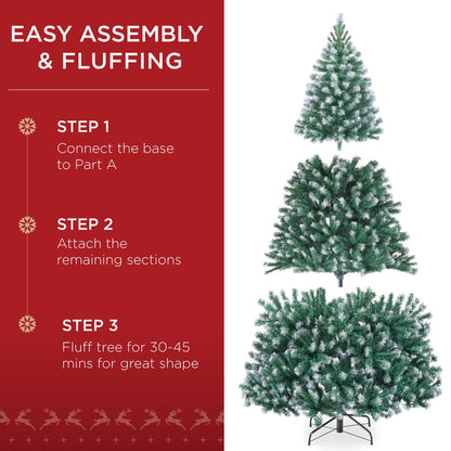 Best Choice Products Artificial Christmas Tree, 6ft Premium Unlit Realistic Spruce Holiday Décor w/Dense Branches, Easy Assembly, Metal Base - Green Spruce
