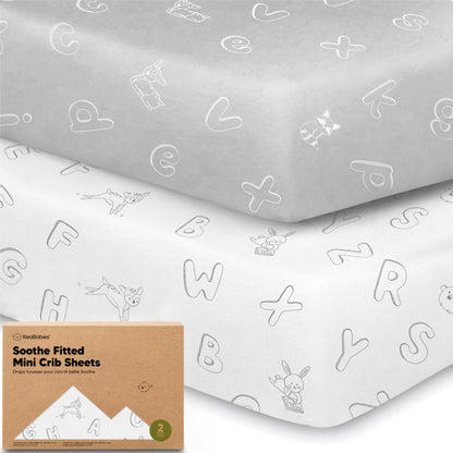 2pk Mini Crib Sheets Fitted 38x26 Pack N Play Mattress Sheet (Bumble Bear)