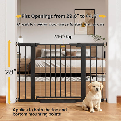 InnoTruth 27-36.6 in Wide Baby Gate for Stairs and Doorways, Black