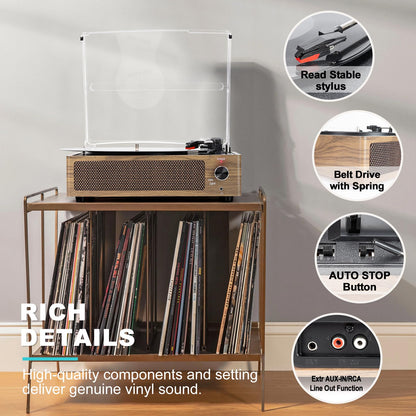 Seasonlife® Record Player for Vinyl Turntable with Speakers,Pale Purple