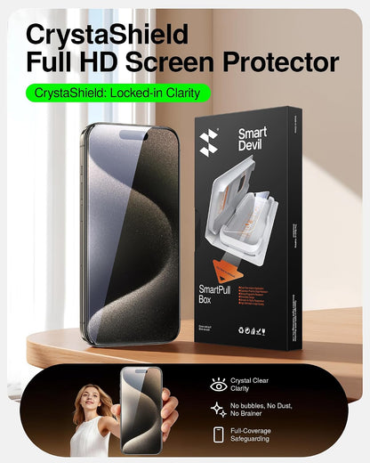 SMARTDEVIL 2 Pack Tempered Glass for iPhone 15 Pro Screen Protector
