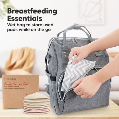Organic Nursing Pads, 14 Washable Breast Pads,Wash Bag (Neutrals, XL 5.6")