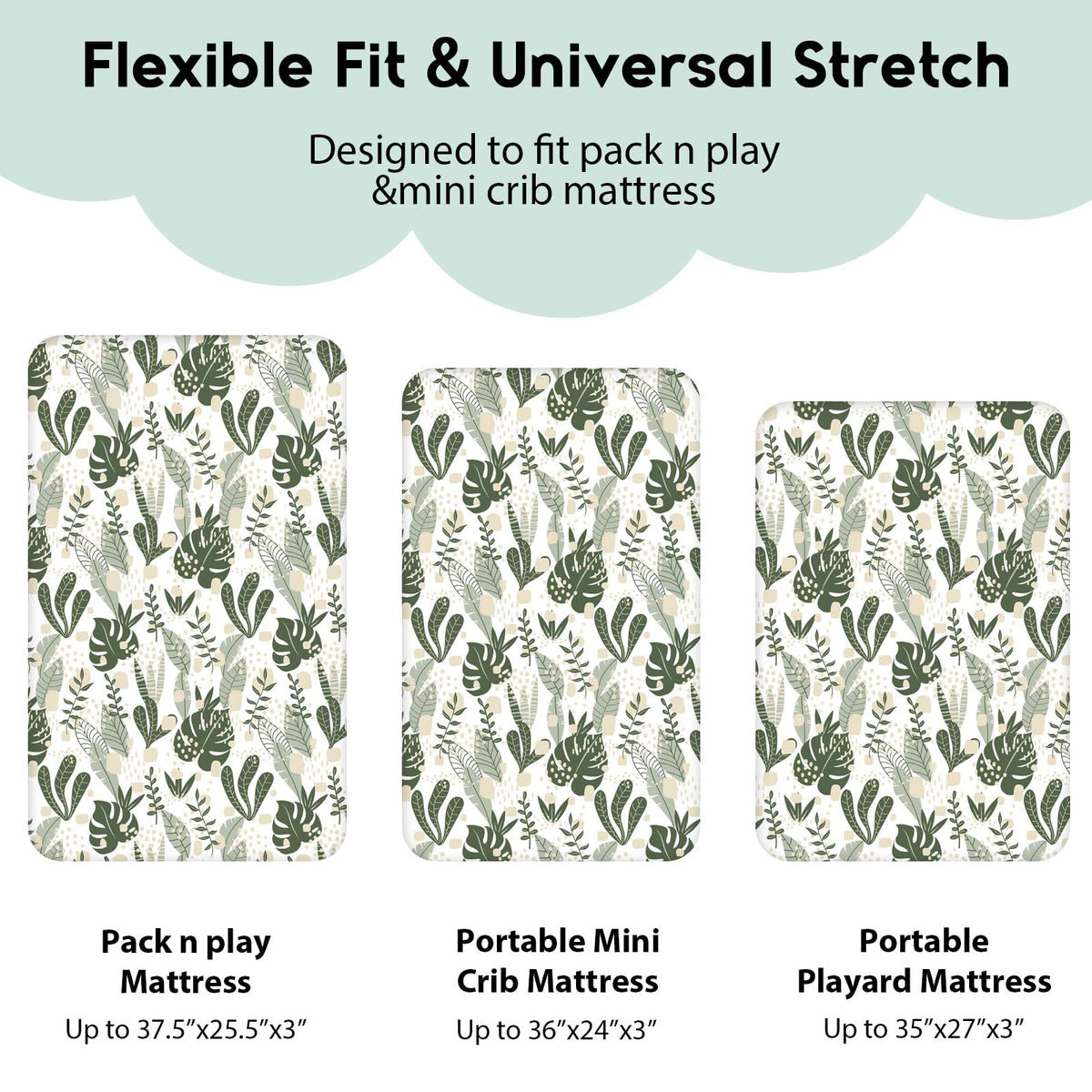 Yoofoss 2-Pack Baby Crib Sheets for Boys Girls 52x28 (Green+Leaf)
