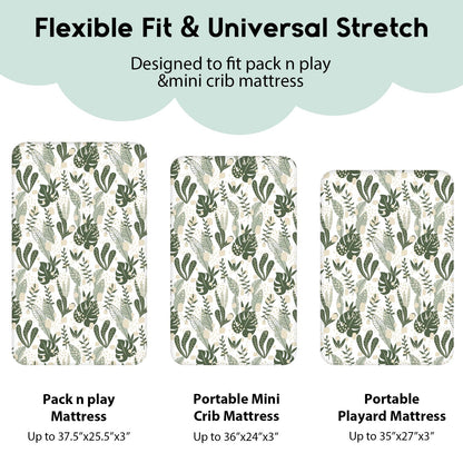 Yoofoss 2-Pack Baby Crib Sheets for Boys Girls 52x28 (Green+Leaf)