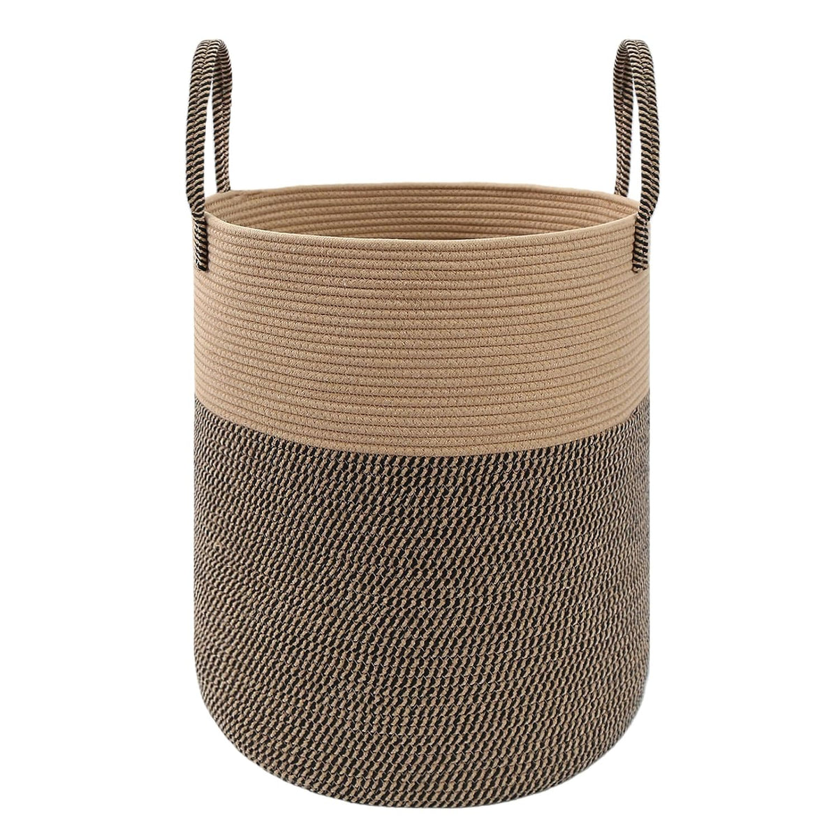 JMvicyroam 80L Nursery Hamper, Cotton Rope Laundry Basket, Brown&Black