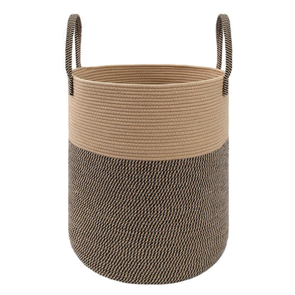 JMvicyroam 80L Nursery Hamper, Cotton Rope Laundry Basket, Brown&Black