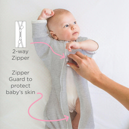 SwaddleDesigns Transitional Swaddle Sack, Cotton, Heathered Gray, 6-9mo