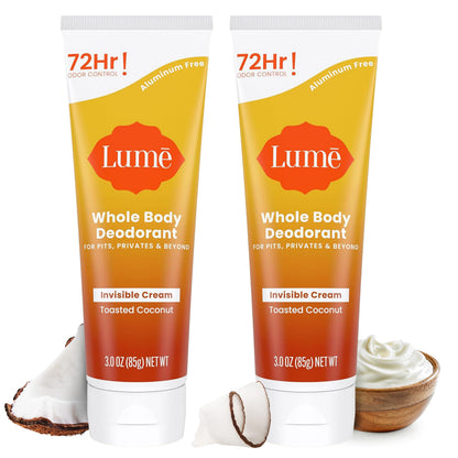 Lume Whole Body Deodorant - Cream Tube - 3 oz, 2 pk (Soft Powder)
