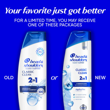 Head and Shoulders Classic Clean Anti-Dandruff 2 in 1 Paraben Free Shampoo and Conditioner, 32.1 fl oz