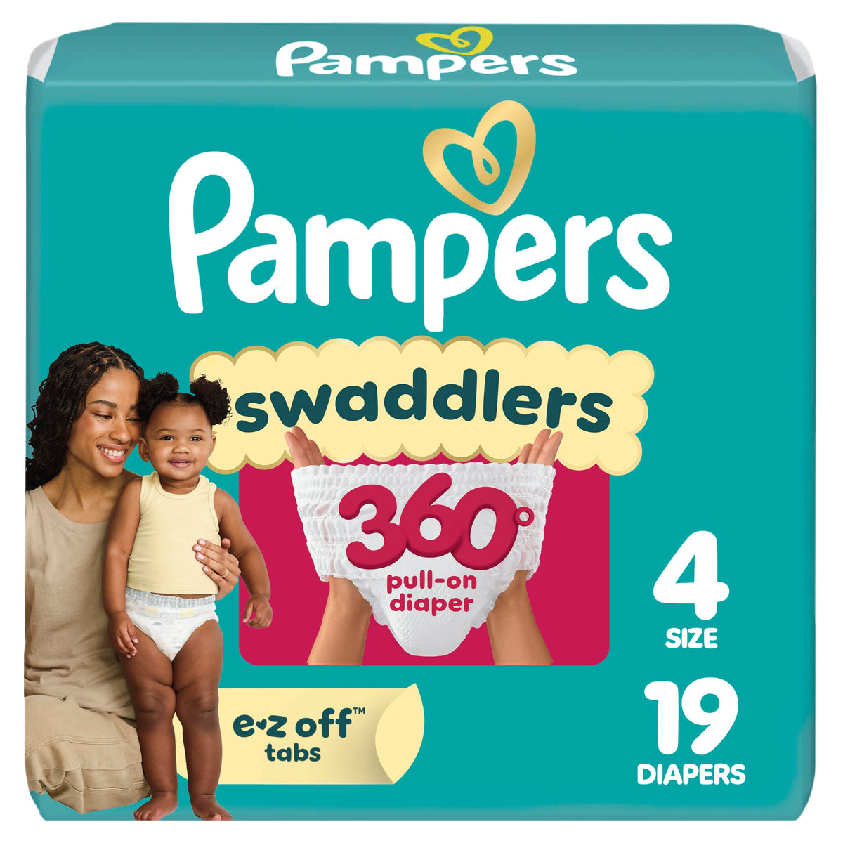 Pampers Diapers - Swaddlers 360° - Size 5, 116 Count, up to 100% Leakproof Comfy Dry Fit, Designed for Easy Changes, Pull On Baby Diaper