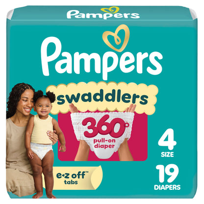 Pampers Diapers - Swaddlers 360° - Size 5, 116 Count, up to 100% Leakproof Comfy Dry Fit, Designed for Easy Changes, Pull On Baby Diaper