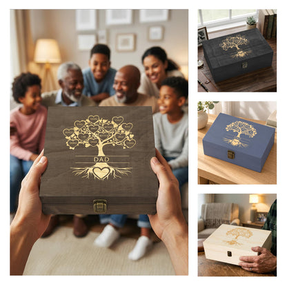 Personalized Wooden Keepsake Box, Custom Engraved Memory Box with Lid