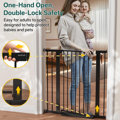 InnoTruth 27-36.6 in Wide Baby Gate for Stairs and Doorways, Black