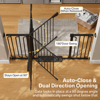 Cumbor 29.7-51.5 in Extra Wide Baby Gate for Stairs, Dog Gate Indoor Black