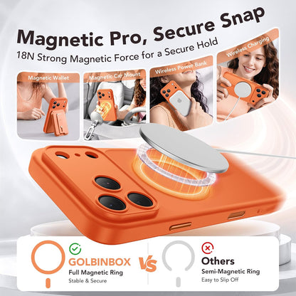 Magnetic Shockproof for iPhone 18 Pro & iPhone 17 Pro Case, Sunset Orange