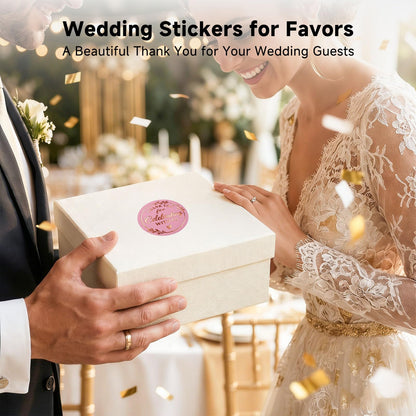 Thank You Stickers, 100 PCS Black Wedding Stickers with Gold Foil