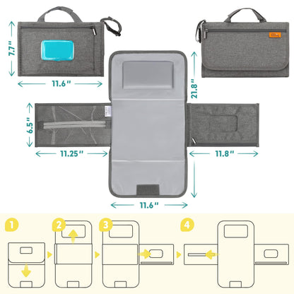 Kopi Baby Portable Diaper Changing Pad, Wipes Pocket, Classic Black Arrows