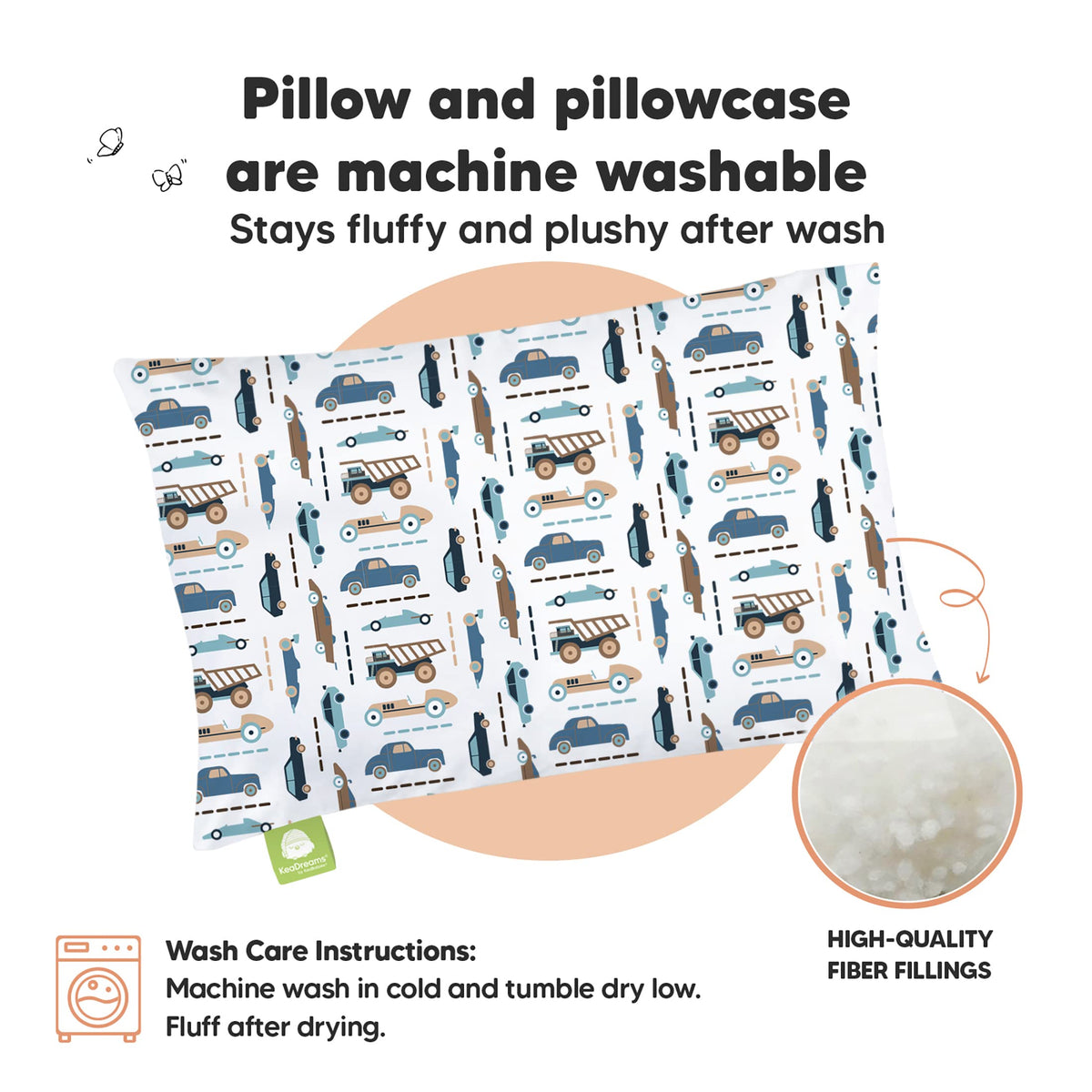 Toddler Pillow with Pillowcase 13x18 My Little Dreamy Pillow(Jolly Rainbow)