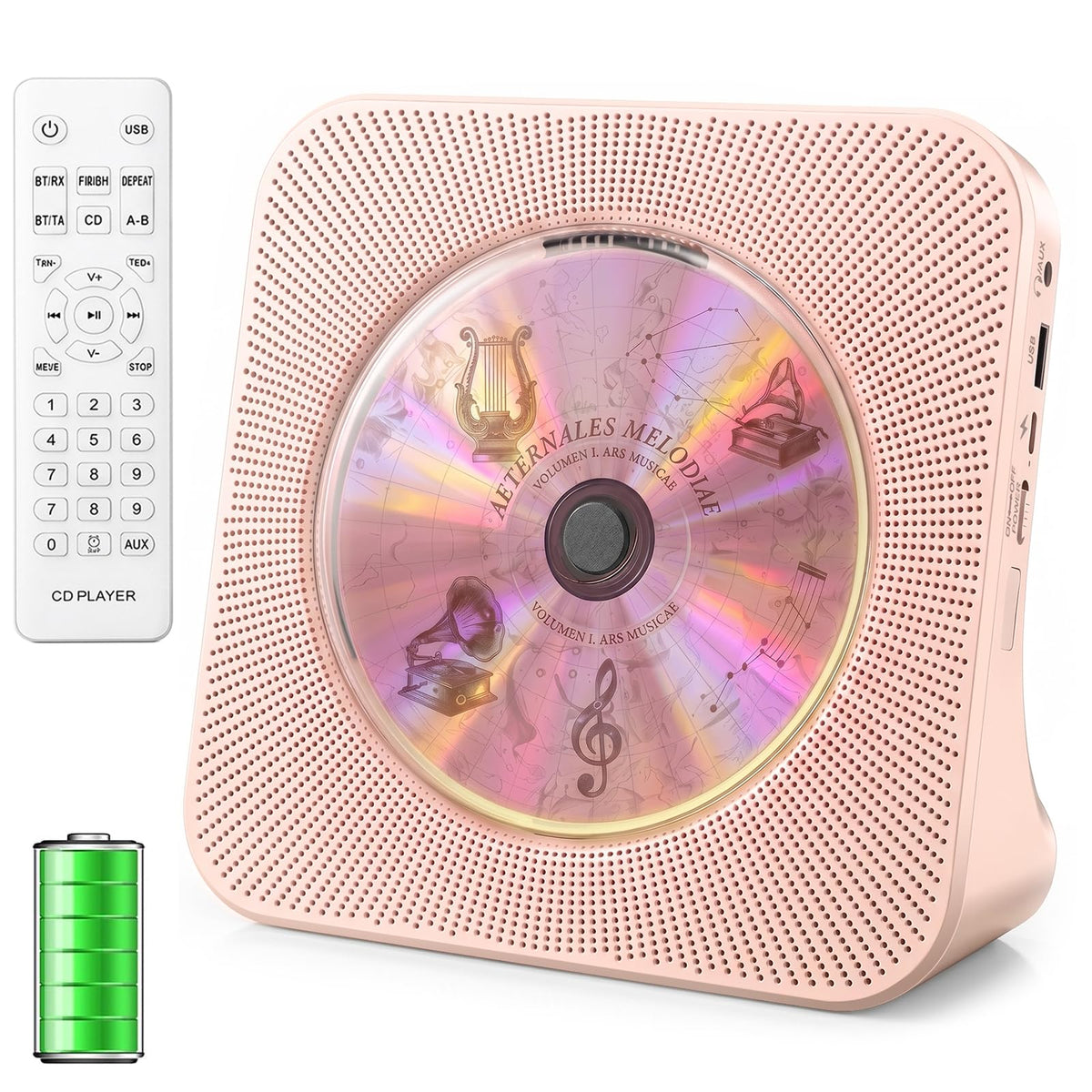 Gueray CD Player Portable Bluetooth Desktop CD Player for Home (Black)