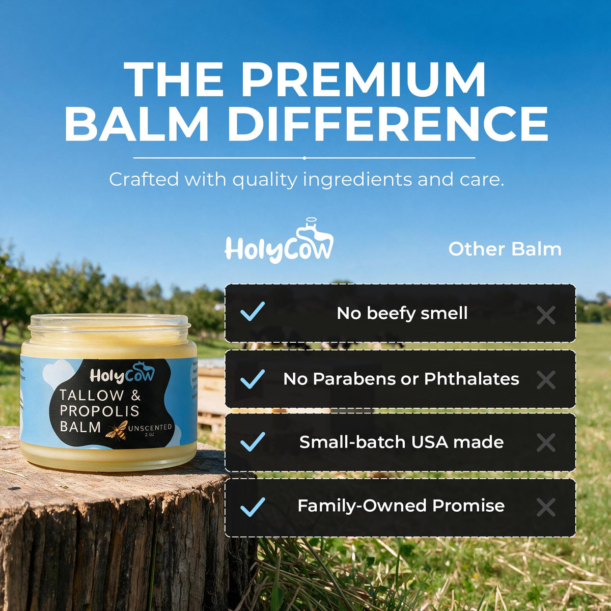 HolyCow Grass Fed Beef Tallow For Skin with Jojoba Oil, 2 Ounce - Unscented