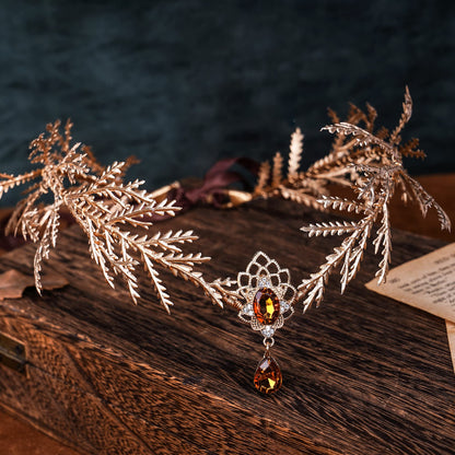 MOSTORY Renaissance Fairy Flower Crown, Woodland Elf Crown Headpiece