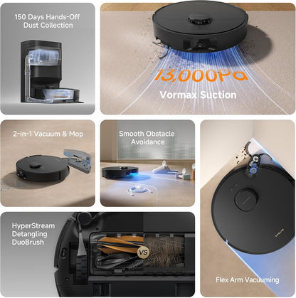 dreame D20 Pro Plus Robot Vacuum and Mop, Detangling DuoBrush for Pet Hair