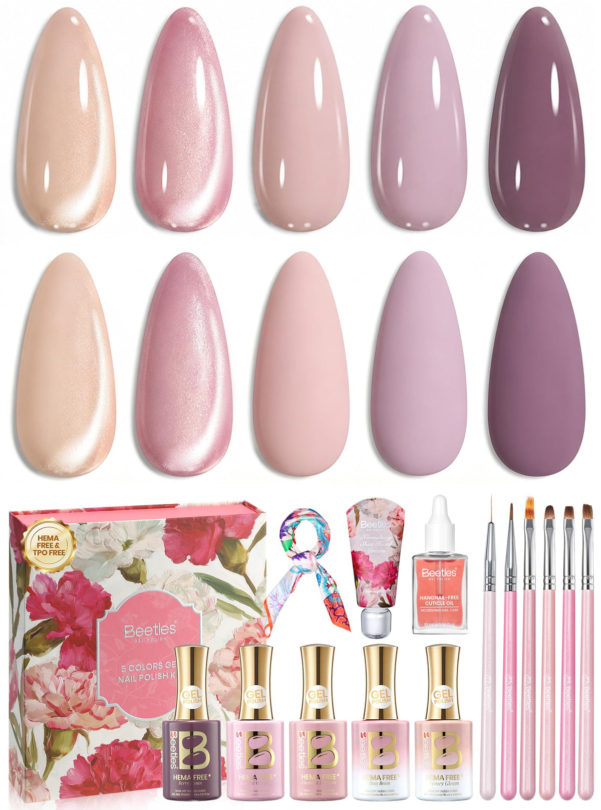 Beetles Gel Nail Polish Kit with U V Light - 80Pcs 55 Colors Gel Nail Kit