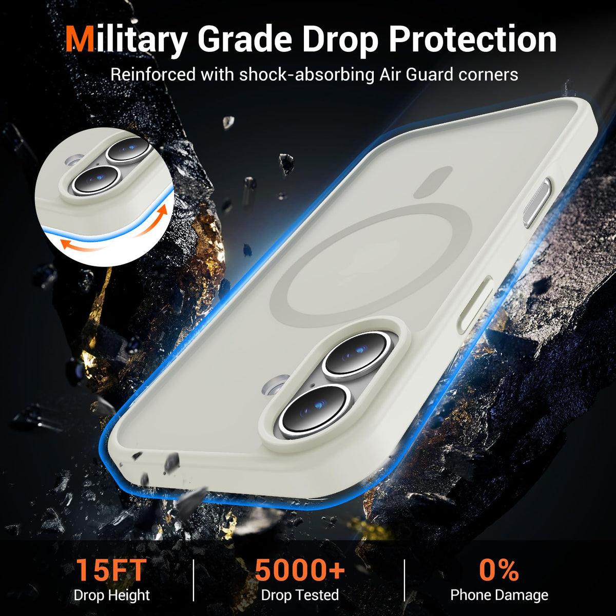 Temdan for iPhone AIR Case with Screen Protector Beige