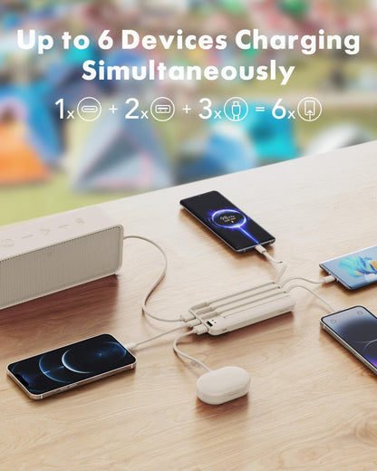 charmast Portable Charger Power Bank with Reinforced Built-in 4 Cables