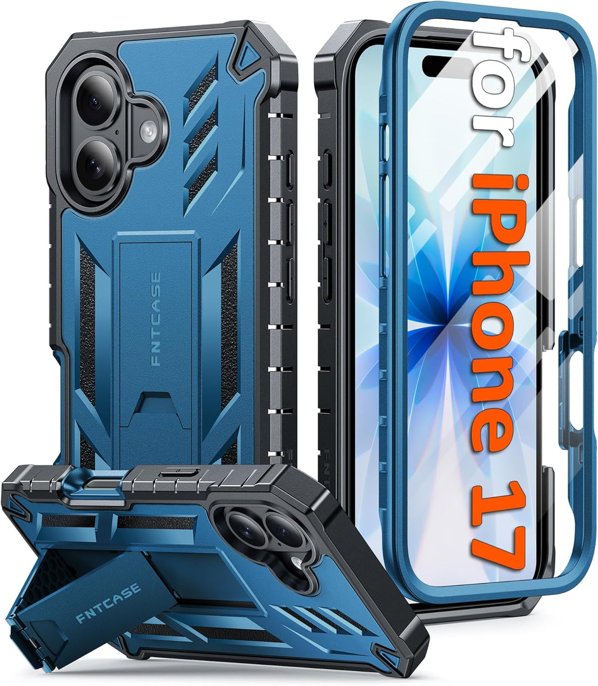 FNTCASE for iPhone 16 Case with Belt Clip and Built-in Screen Protector