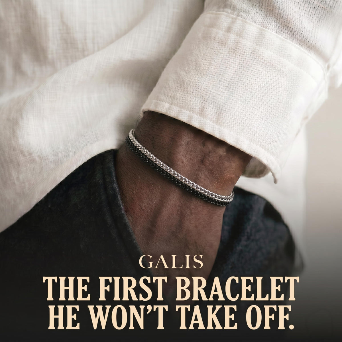 Galis Mens Bracelet - Stainless Steel, Non Tarnish Rope Chain Bracelets, Stylish Fathers Day Gift for Dad, Husband, Boyfriend.