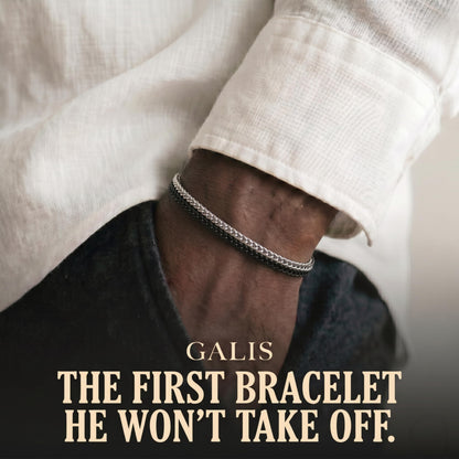 Galis Mens Bracelet - Stainless Steel, Non Tarnish Rope Chain Bracelets, Stylish Fathers Day Gift for Dad, Husband, Boyfriend.