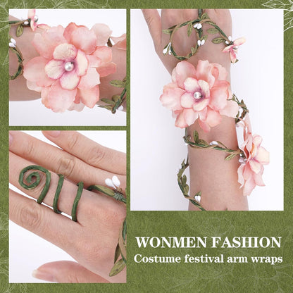FRESHME Renaissance Fairy Floral Arm Wrap - 1 PC Elf Bracelet Mother Nature Costume Poison Ivy Costume Renfaire Accessories