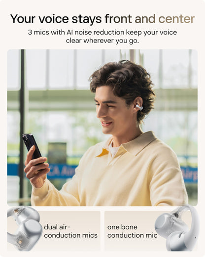 SHOKZ OpenDots 2 Open-Ear Clip-On Earbuds, Black, Dolby Audio, 3 Mics