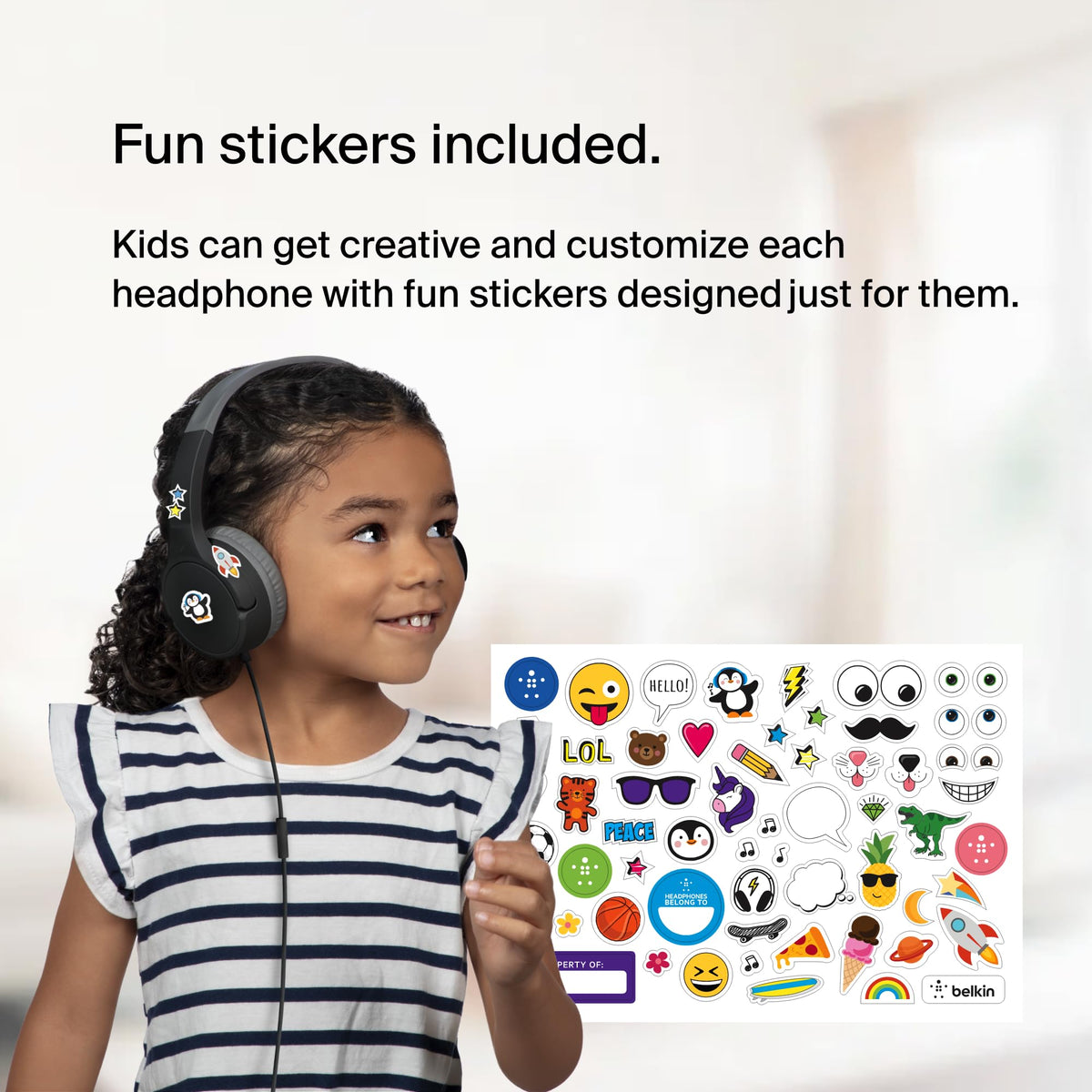 Belkin SoundForm Mini Kids Headphones, Wireless&Wired, 30H Playime, School