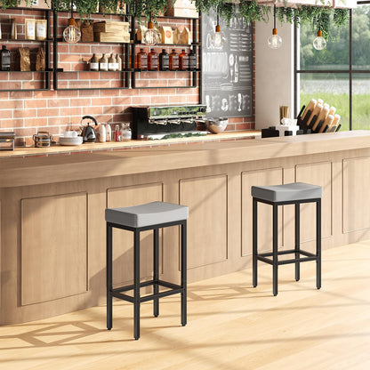 HOOBRO Bar Stools, Set of 2 Bar Chairs, Counter Height Stools, Saddle Barstools with Curved Surface, 24.8 Inches, 2.4" Thick Upholstery, for Kitchen, Dining Room, Cafe Black BB10BY01