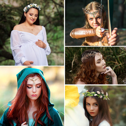 MOSTORY Renaissance Fairy Flower Crown, Woodland Elf Crown Headpiece