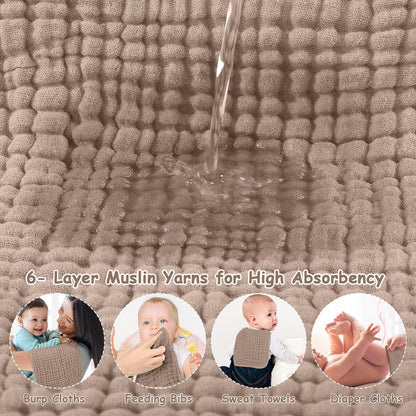 Looxii Muslin Baby Burp Cloths, Absorbent Brup Rags 6 Pack Set for Baby