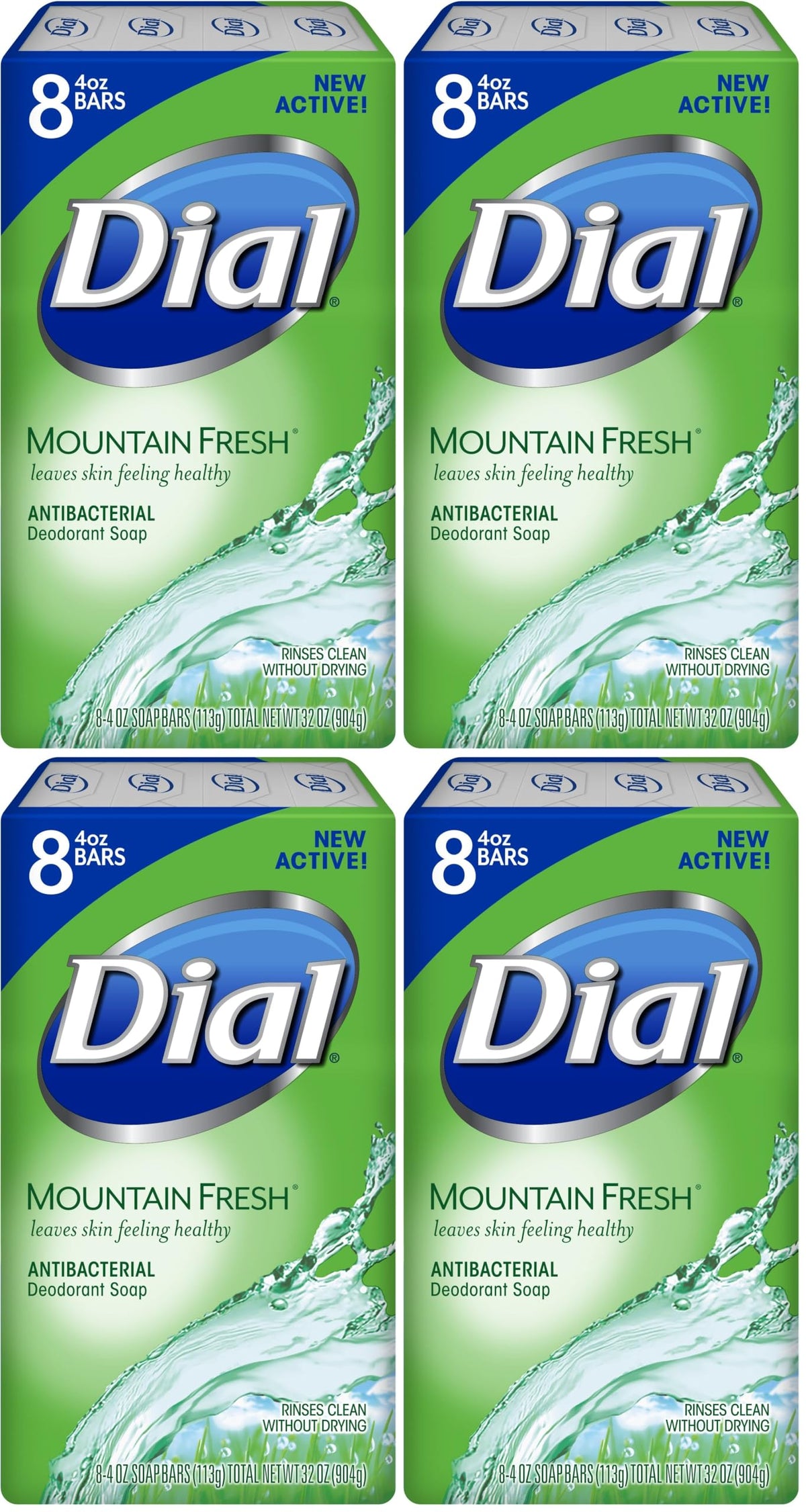 Dial Antibacterial Bar Soap, Calm & Soothe Lavender & Jasmine Deodorant Bar, 4oz (8 Bars) (Pack of 4)