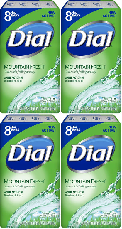 Dial Antibacterial Bar Soap, Calm & Soothe Lavender & Jasmine Deodorant Bar, 4oz (8 Bars) (Pack of 4)
