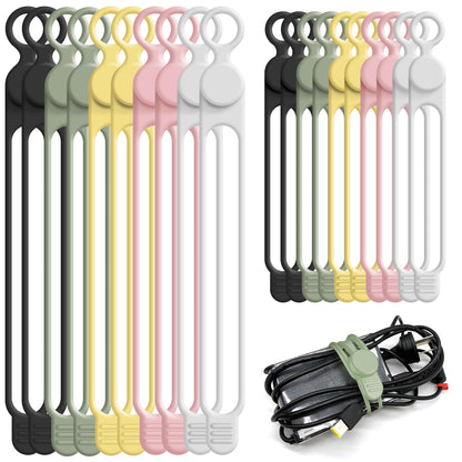 Silicone Cable Ties, Cord Organizer Cable Management,2Sizes-Grey