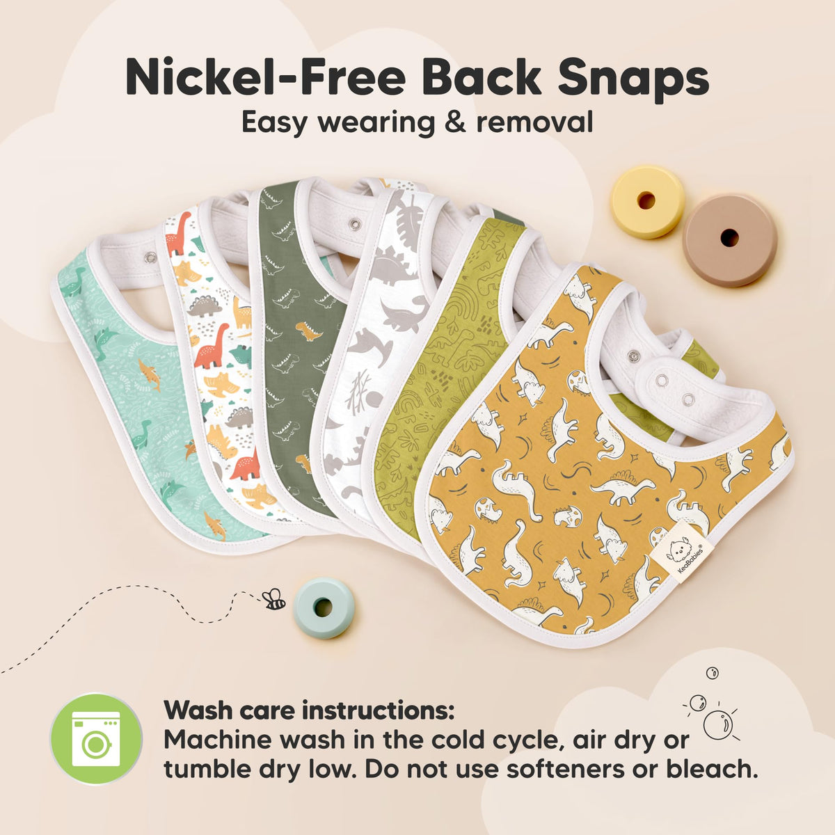 KeaBabies 8-Pack Organic Baby Bibs for Drooling and Teething (Sweet Charm)