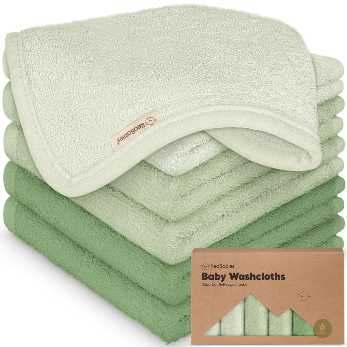 6-Pack Baby Washcloths, Soft Absorbent Washcloths for Face, Body (White)