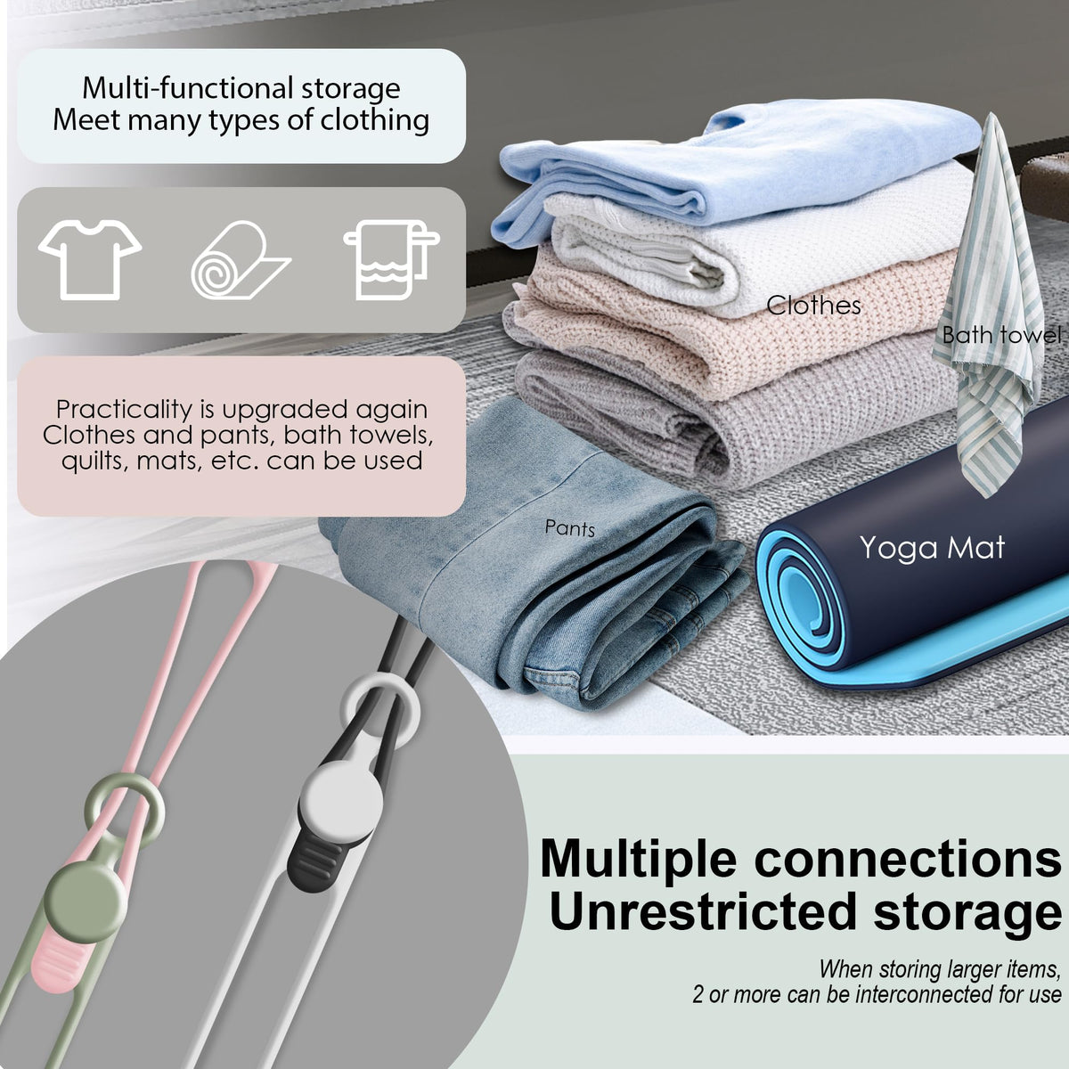 Silicone Cable Ties, Cord Organizer Cable Management,2Sizes-Grey
