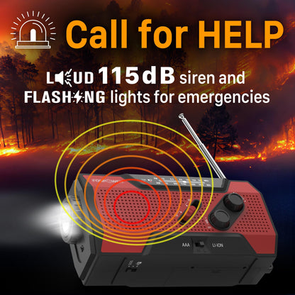 FosPower NOAA Emergency Weather Radio D8 37000mWh Portable Power Bank, AM/FM, USB/Solar/Hand Crank Charging, SOS Alarm & Flashlight for Indoor/Outdoor Emergency - Orange