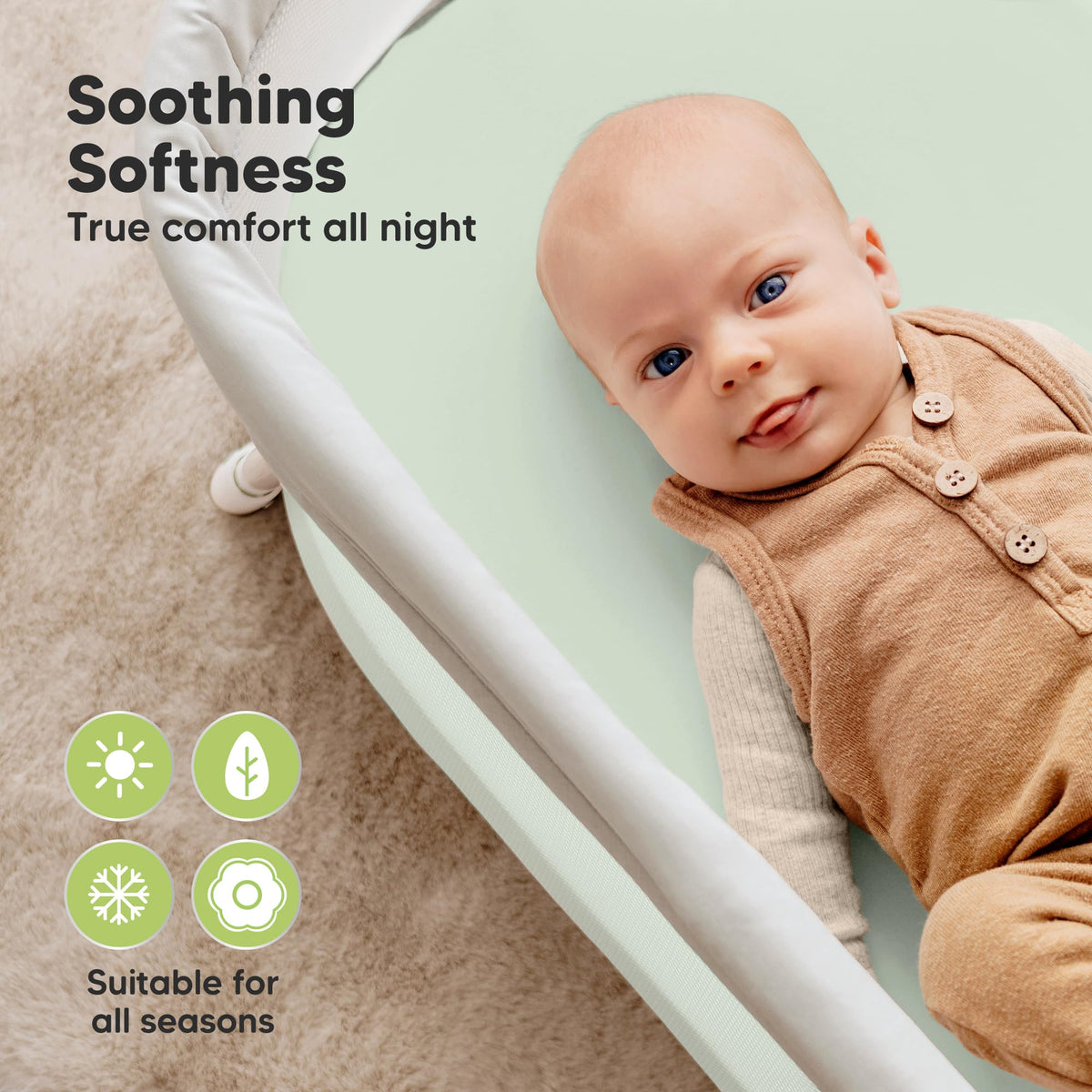 2pk Organic Baby Bassinet Sheets Boys, Girls, Fitted Sheet (Soft White)