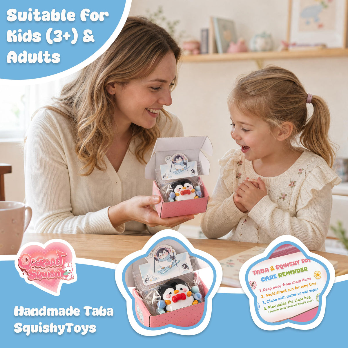 Handmade Taba Seal Squishy Stress Relief Toys - Ultra Soft Silicone Squeeze Toys for Kids & Adults, Reusable Non-Violent Squishy Toys for Stress Relief & Relaxation