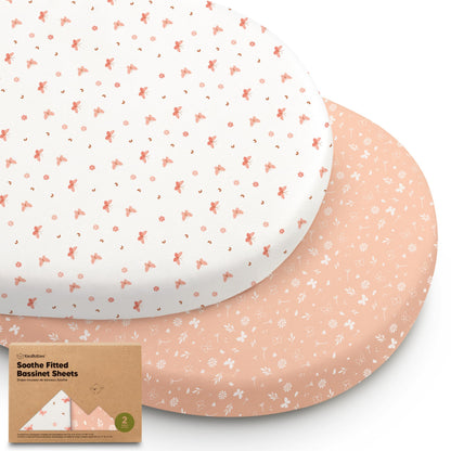 2pk Organic Baby Bassinet Sheets Boys, Girls, Fitted Sheet (Soft White)
