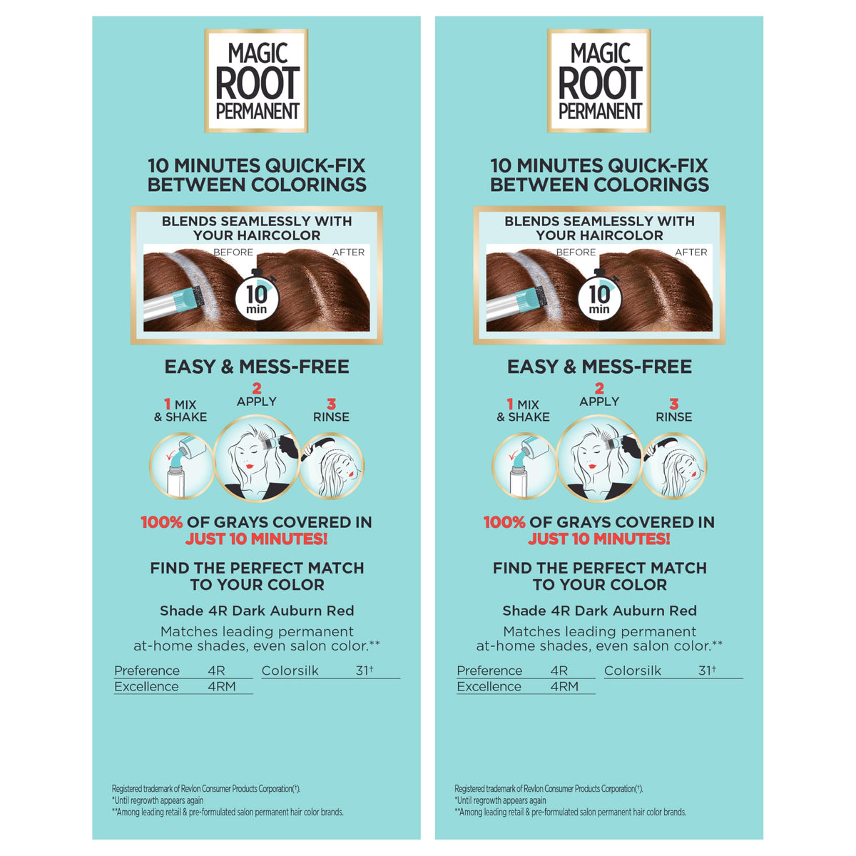 L'Oreal Paris Magic Root Permanent Hair Color Kit, 100% Gray Hair Coverage In Just 10 Minutes, Precision Brush Applicator for Seamless Application, 4 Dark Brown (1 Count)