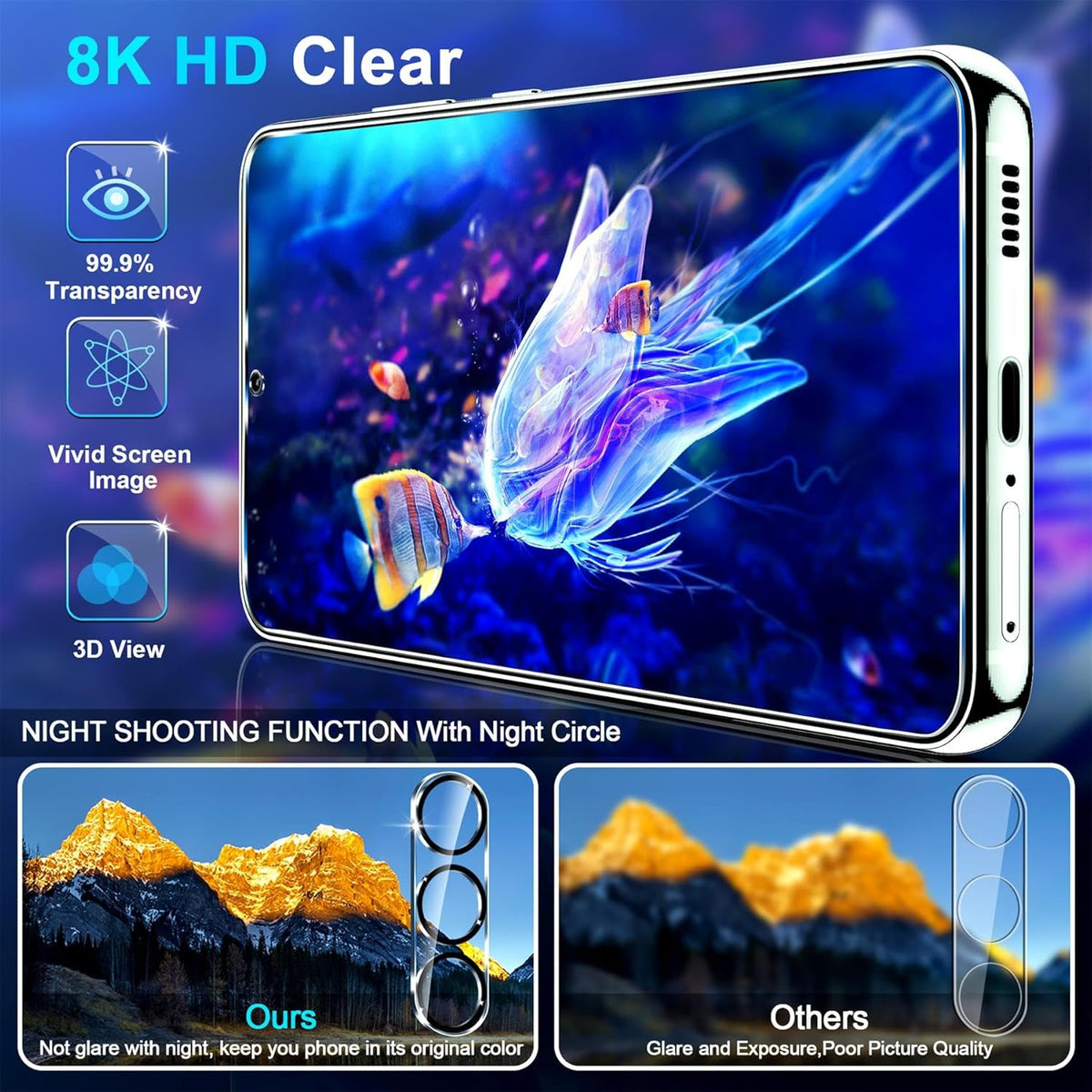 firtstnow 3 Pack for Samsung Galaxy S26 Ultra Screen Protector Tempered Glass + 3 Pack Camera Lens Protector, Military Grade Shatterproof, 9H Hardness, Fingerprint Unlock,Case Friendly 6.9 Inch